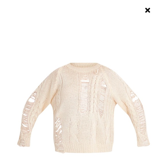 PrettyLittleThing distressed cable knit round neckline sweater! Size S - Picture 10 of 17